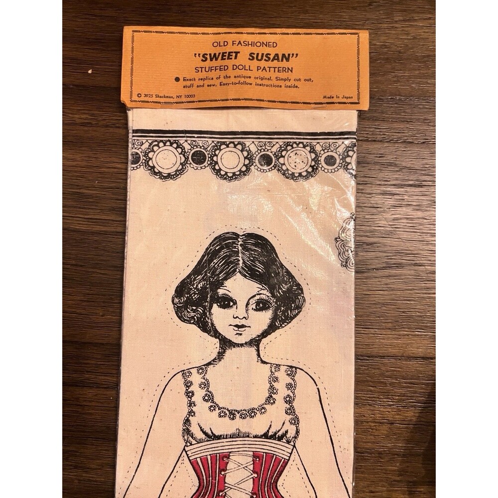 Shackman Old Fashioned SWEET SUSAN Stuffed Doll Pattern, Unopened, Japan